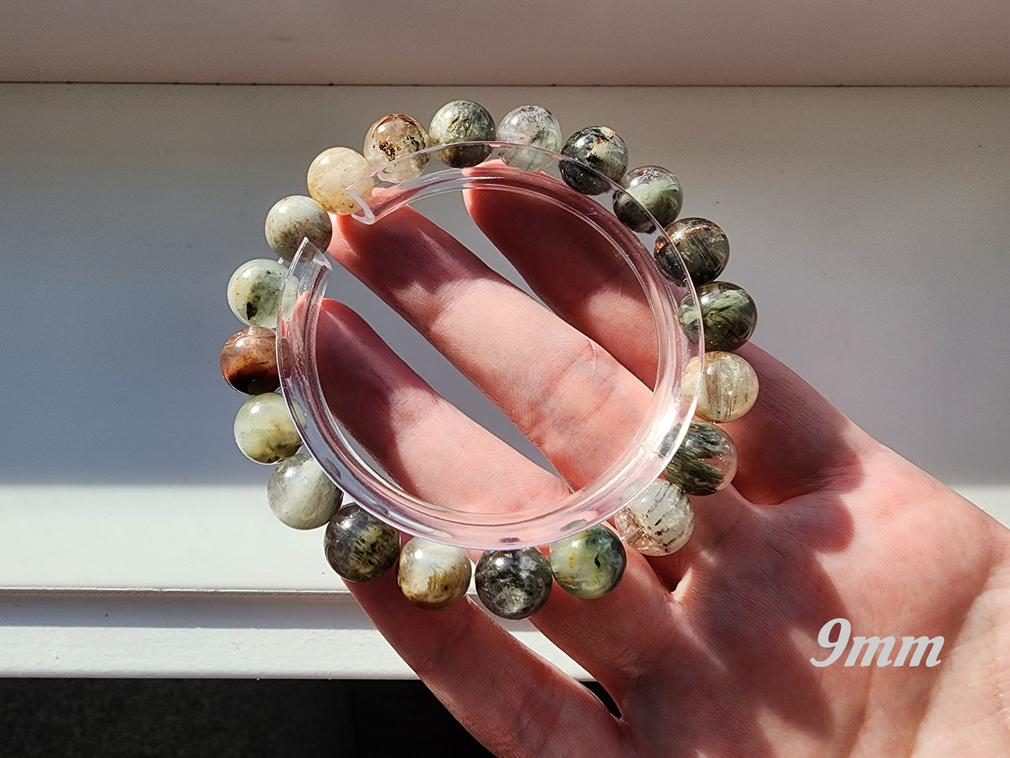 [Bracelet] Healing Energy: Rutilated Quartz with Phantom 幽灵兔毛 Round Bead Bracelets