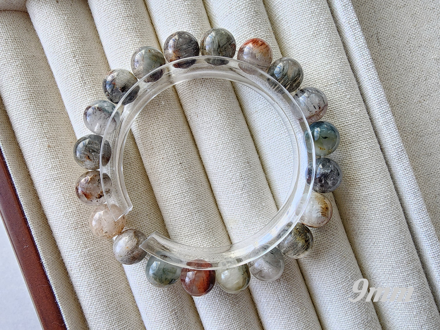 [Bracelet] Healing Energy: Rutilated Quartz with Phantom 幽灵兔毛 Round Bead Bracelets