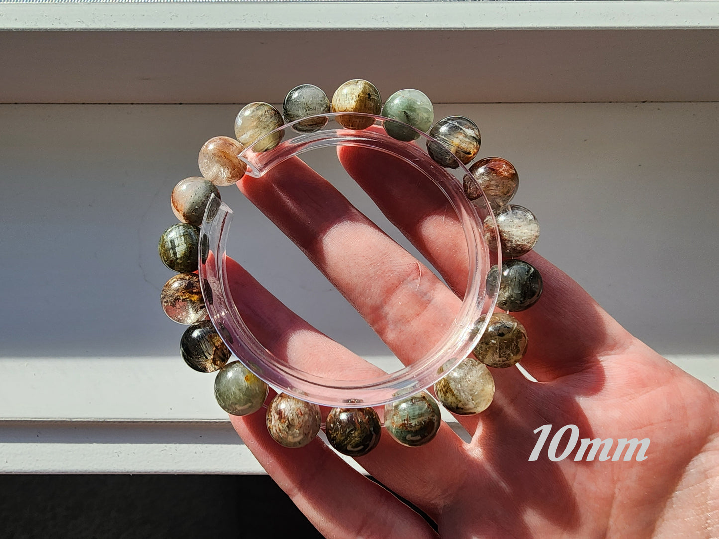 [Bracelet] Healing Energy: Rutilated Quartz with Phantom 幽灵兔毛 Round Bead Bracelets