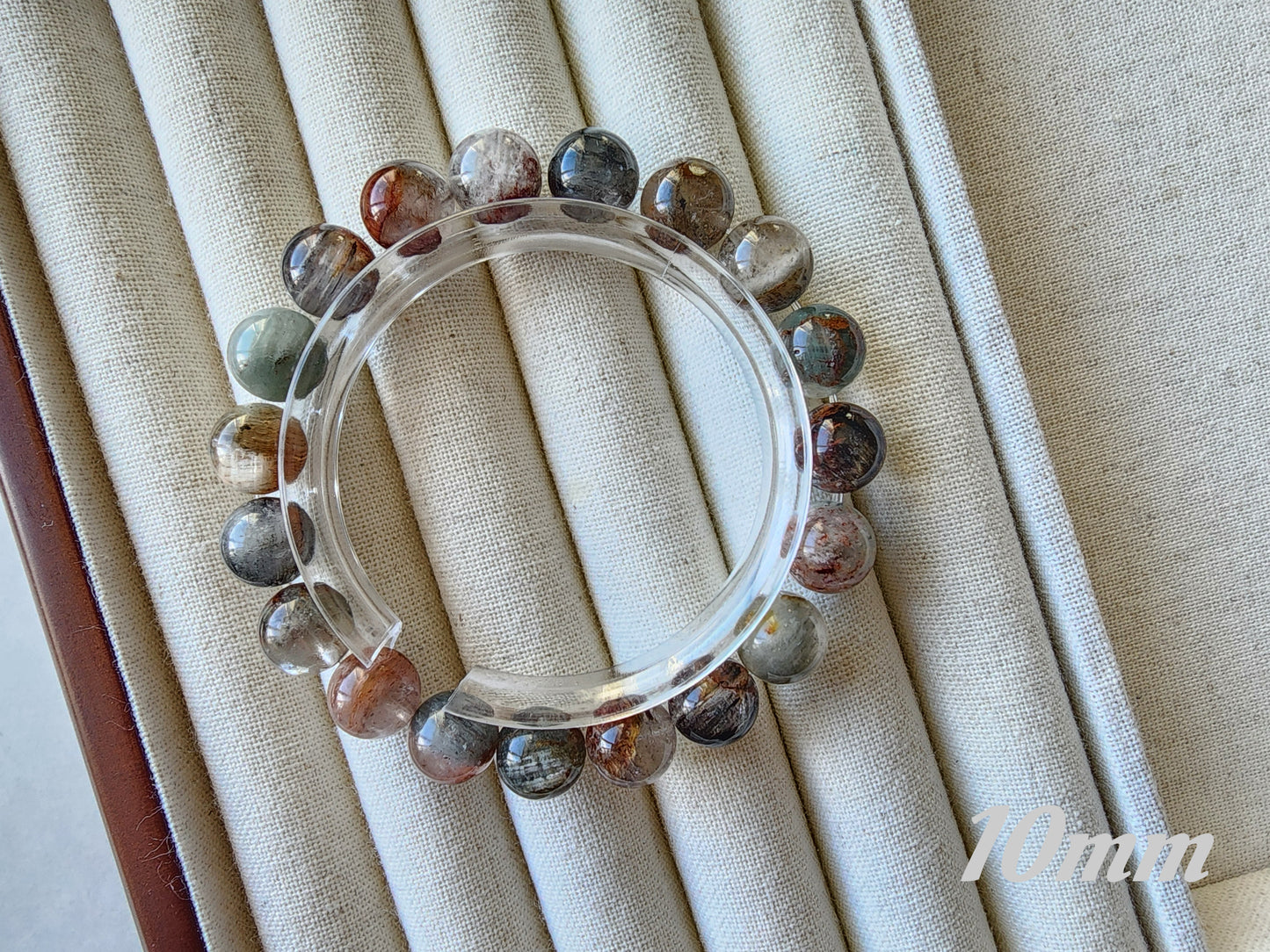 [Bracelet] Healing Energy: Rutilated Quartz with Phantom 幽灵兔毛 Round Bead Bracelets