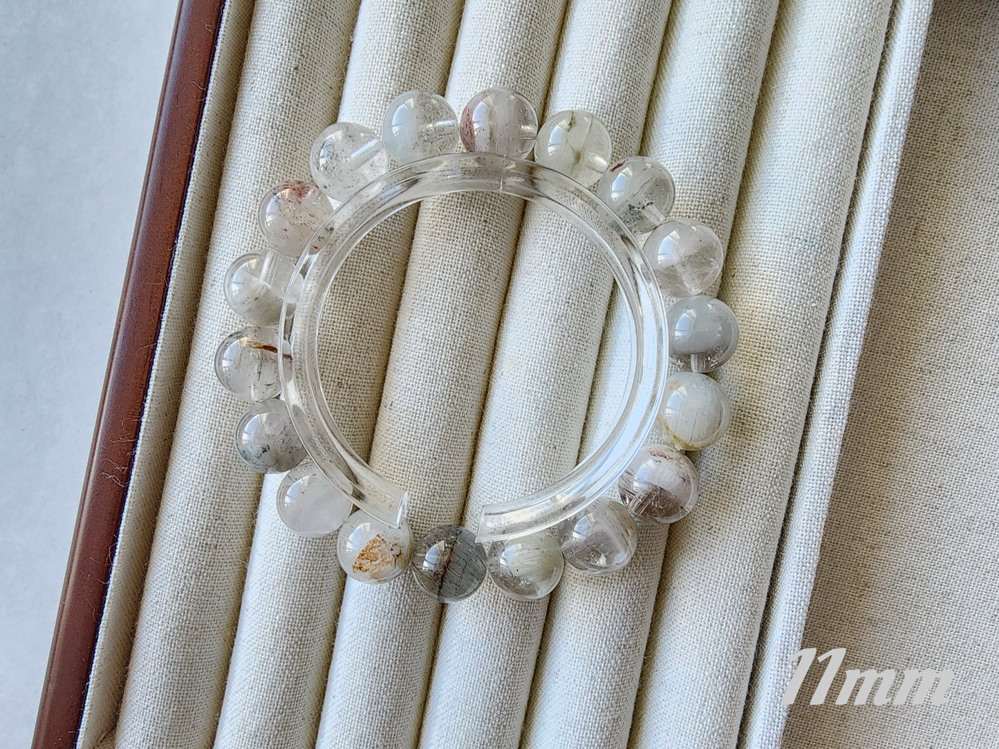 [Bracelet] Healing Energy: Rutilated Quartz with Phantom 幽灵兔毛 Round Bead Bracelets