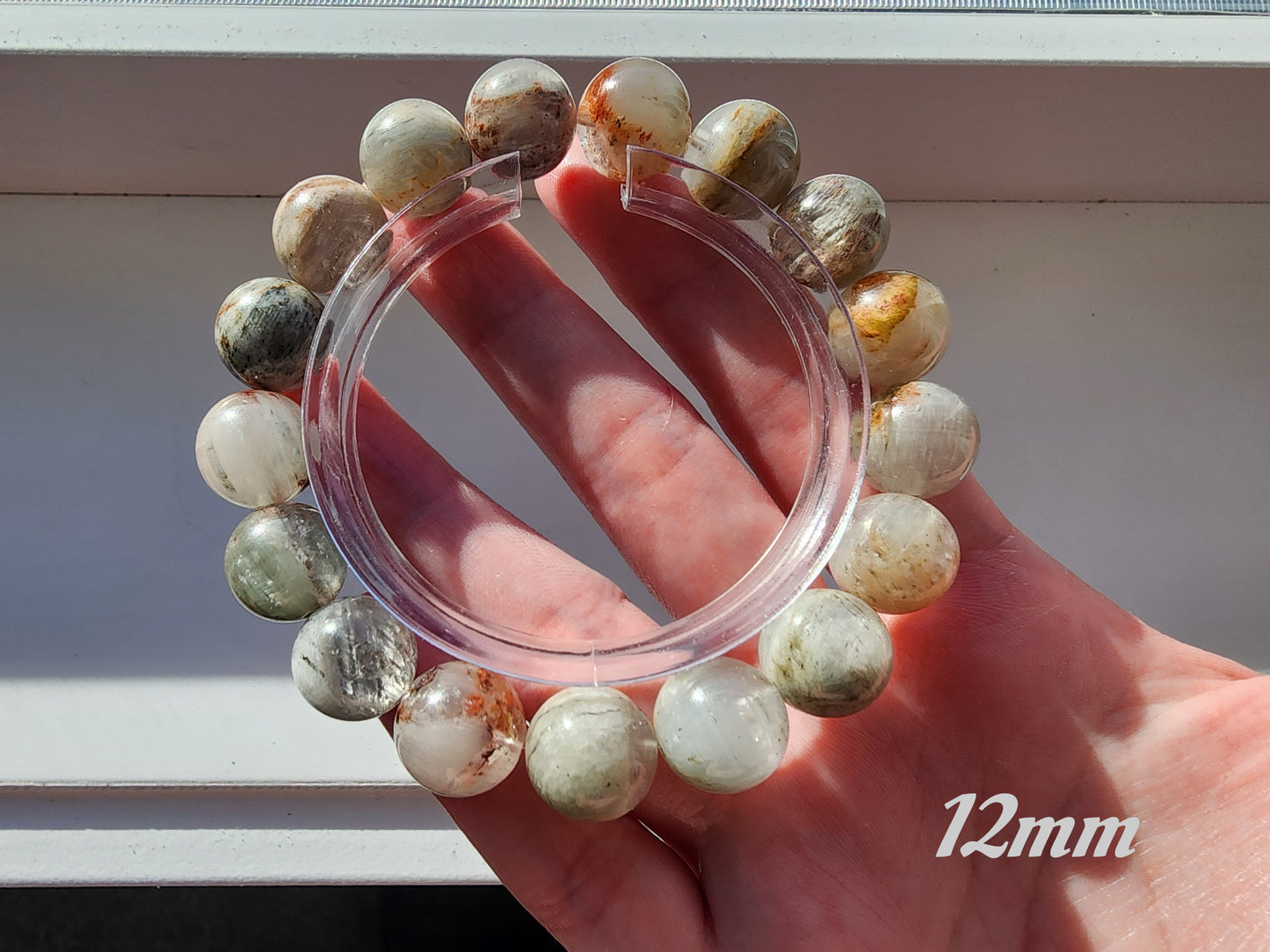 [Bracelet] Healing Energy: Rutilated Quartz with Phantom 幽灵兔毛 Round Bead Bracelets