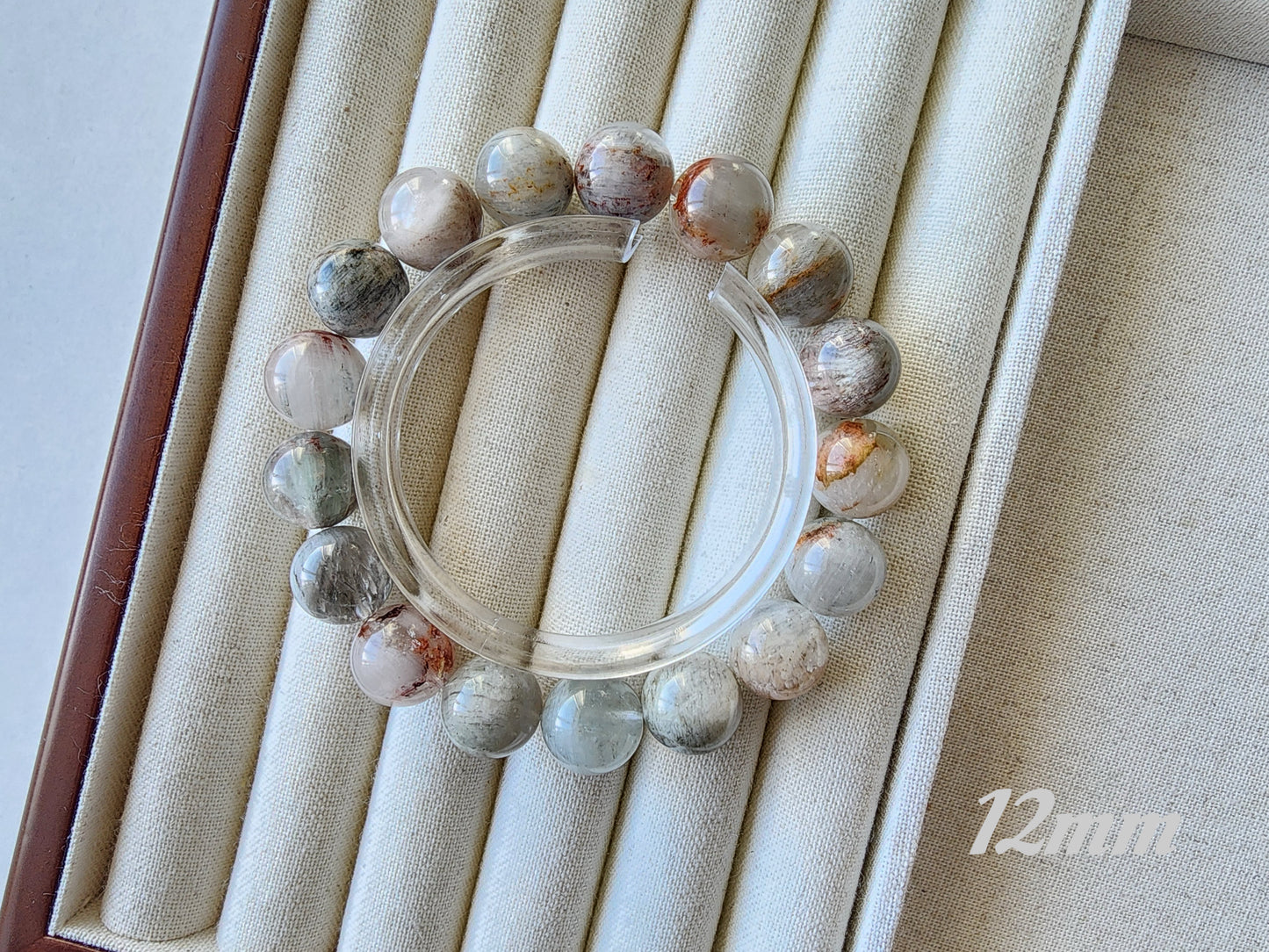 [Bracelet] Healing Energy: Rutilated Quartz with Phantom 幽灵兔毛 Round Bead Bracelets