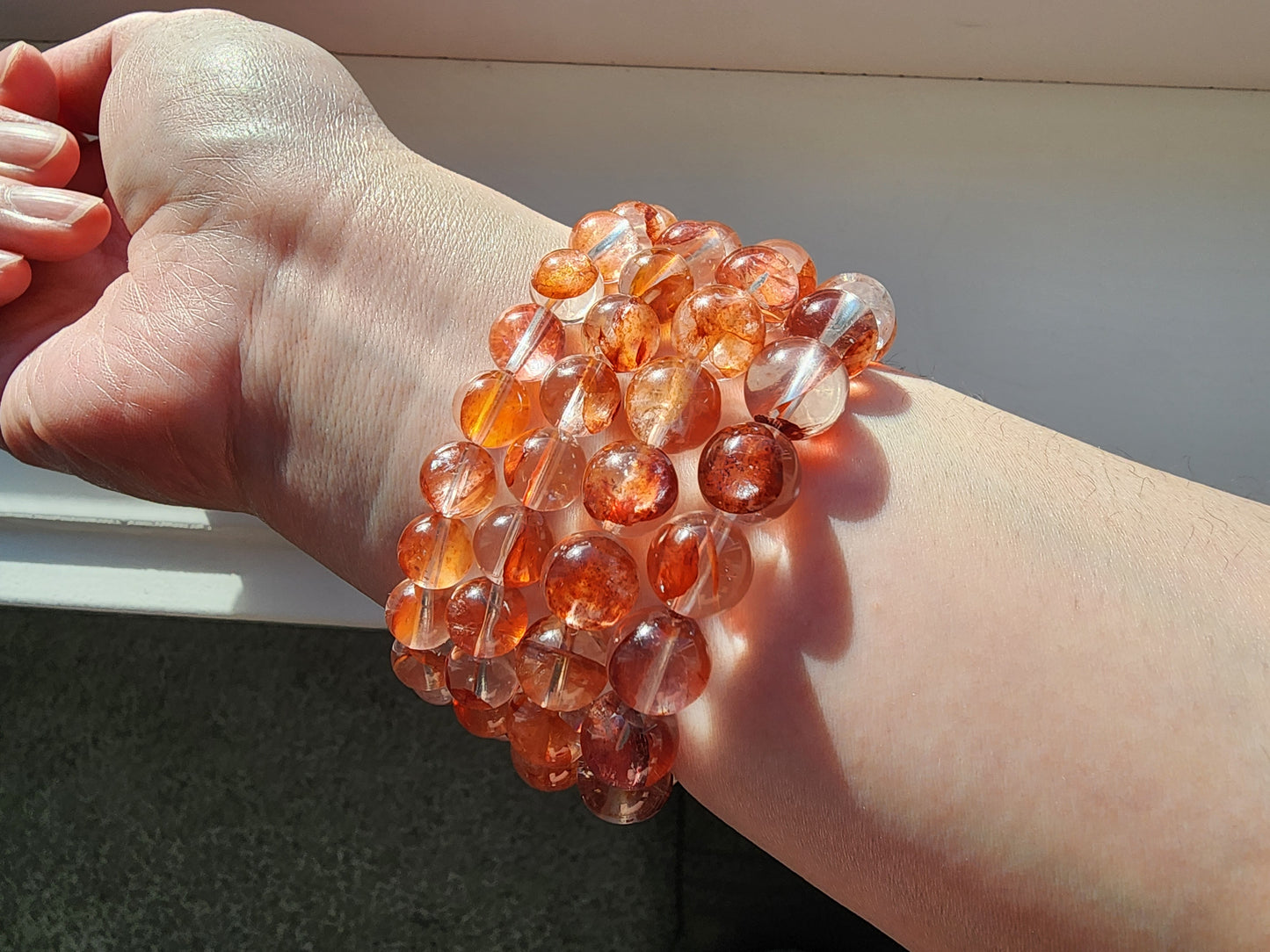 [Bracelet] Red-Orange Hematoid Quartz 橙红胶花 Bracelet: Grounding Energy & Positivity