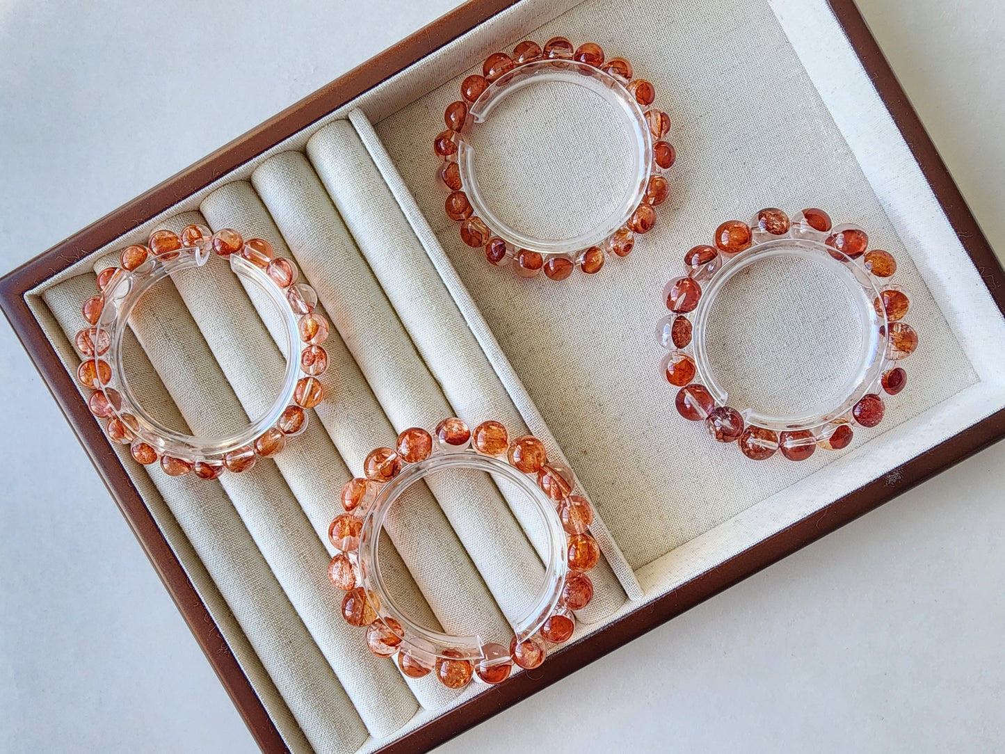 [Bracelet] Red-Orange Hematoid Quartz 橙红胶花 Bracelet: Grounding Energy & Positivity