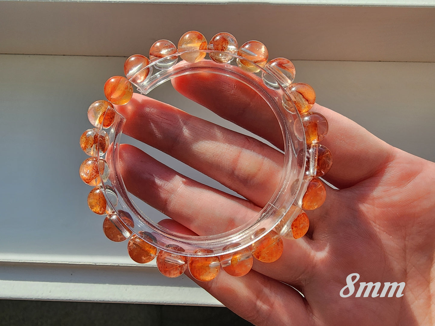 [Bracelet] Red-Orange Hematoid Quartz 橙红胶花 Bracelet: Grounding Energy & Positivity