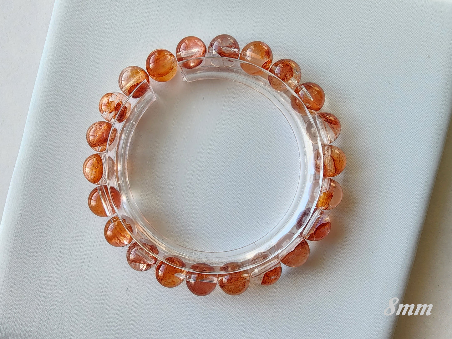 [Bracelet] Red-Orange Hematoid Quartz 橙红胶花 Bracelet: Grounding Energy & Positivity