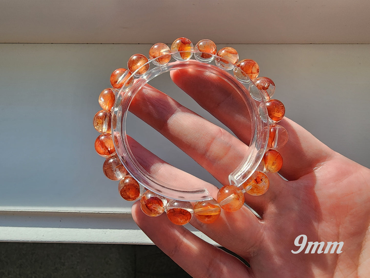 [Bracelet] Red-Orange Hematoid Quartz 橙红胶花 Bracelet: Grounding Energy & Positivity