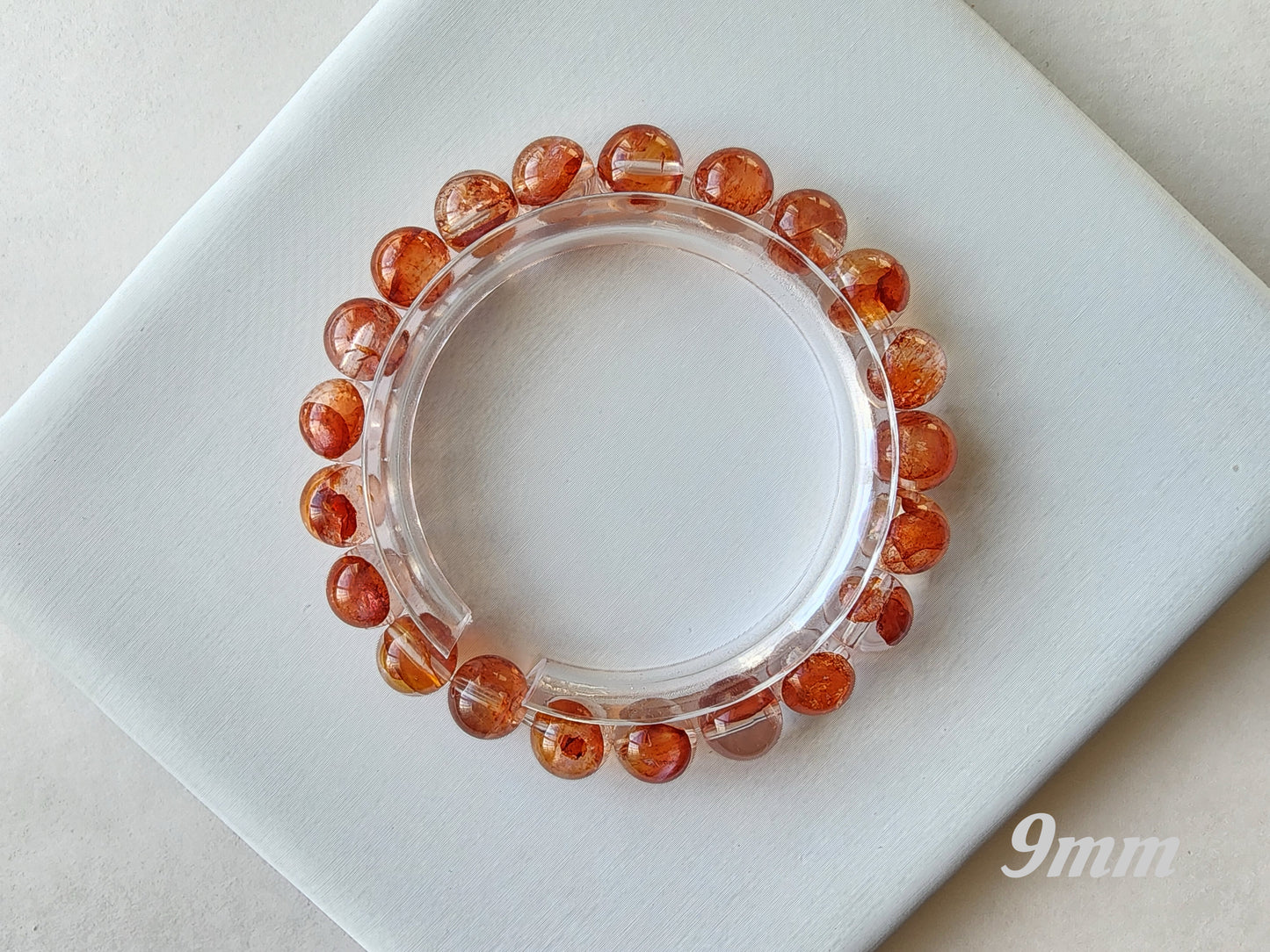 [Bracelet] Red-Orange Hematoid Quartz 橙红胶花 Bracelet: Grounding Energy & Positivity