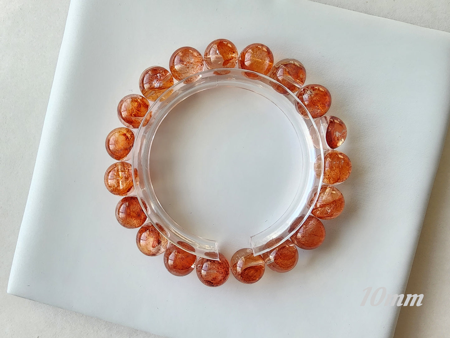 [Bracelet] Red-Orange Hematoid Quartz 橙红胶花 Bracelet: Grounding Energy & Positivity