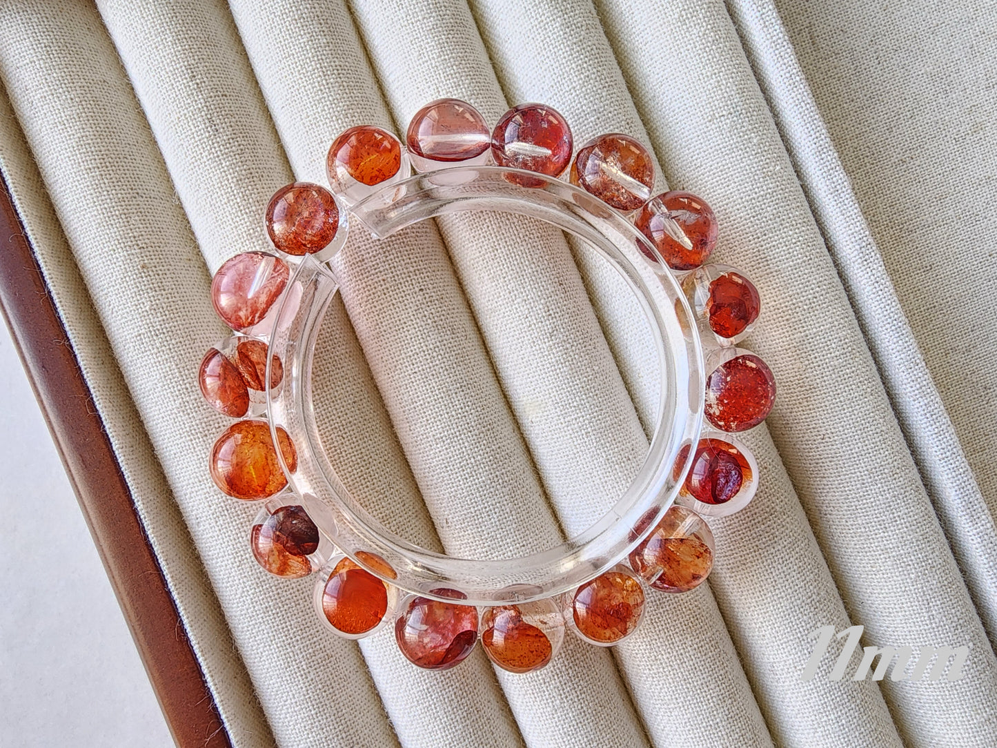 [Bracelet] Red-Orange Hematoid Quartz 橙红胶花 Bracelet: Grounding Energy & Positivity