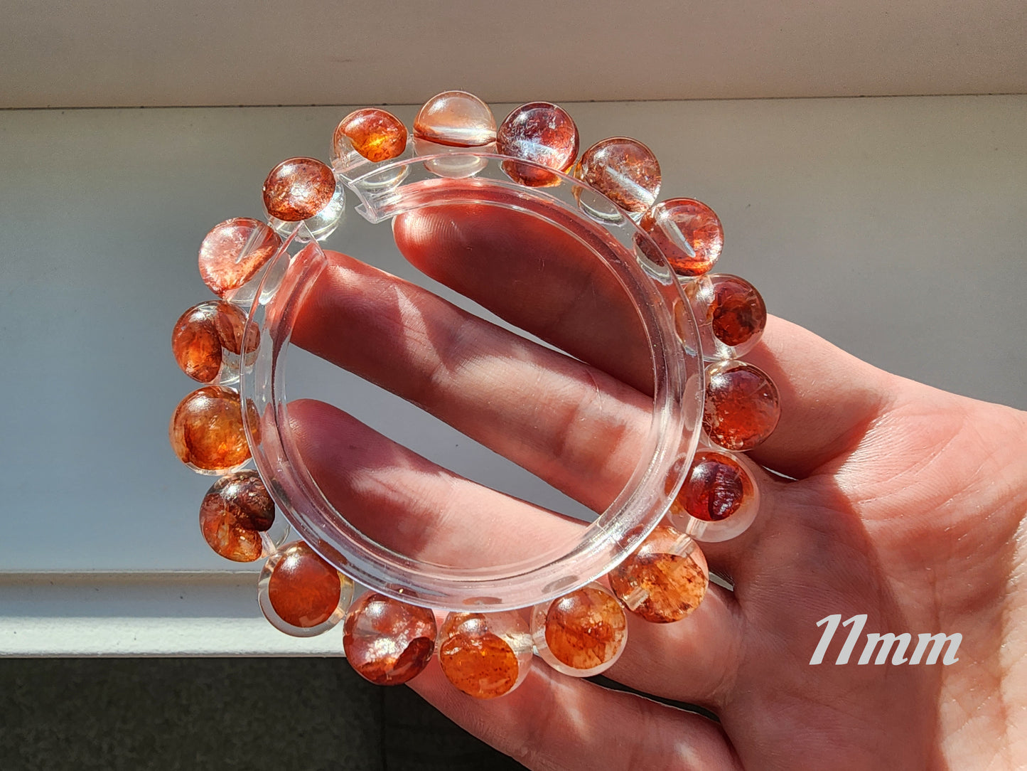 [Bracelet] Red-Orange Hematoid Quartz 橙红胶花 Bracelet: Grounding Energy & Positivity