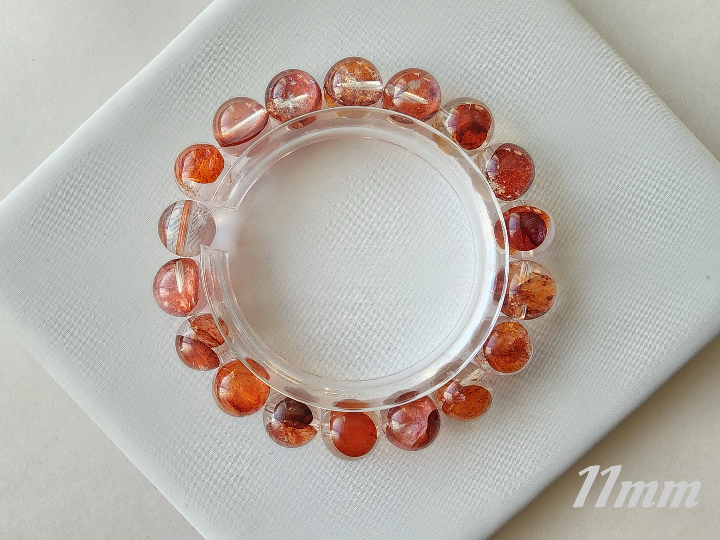 [Bracelet] Red-Orange Hematoid Quartz 橙红胶花 Bracelet: Grounding Energy & Positivity