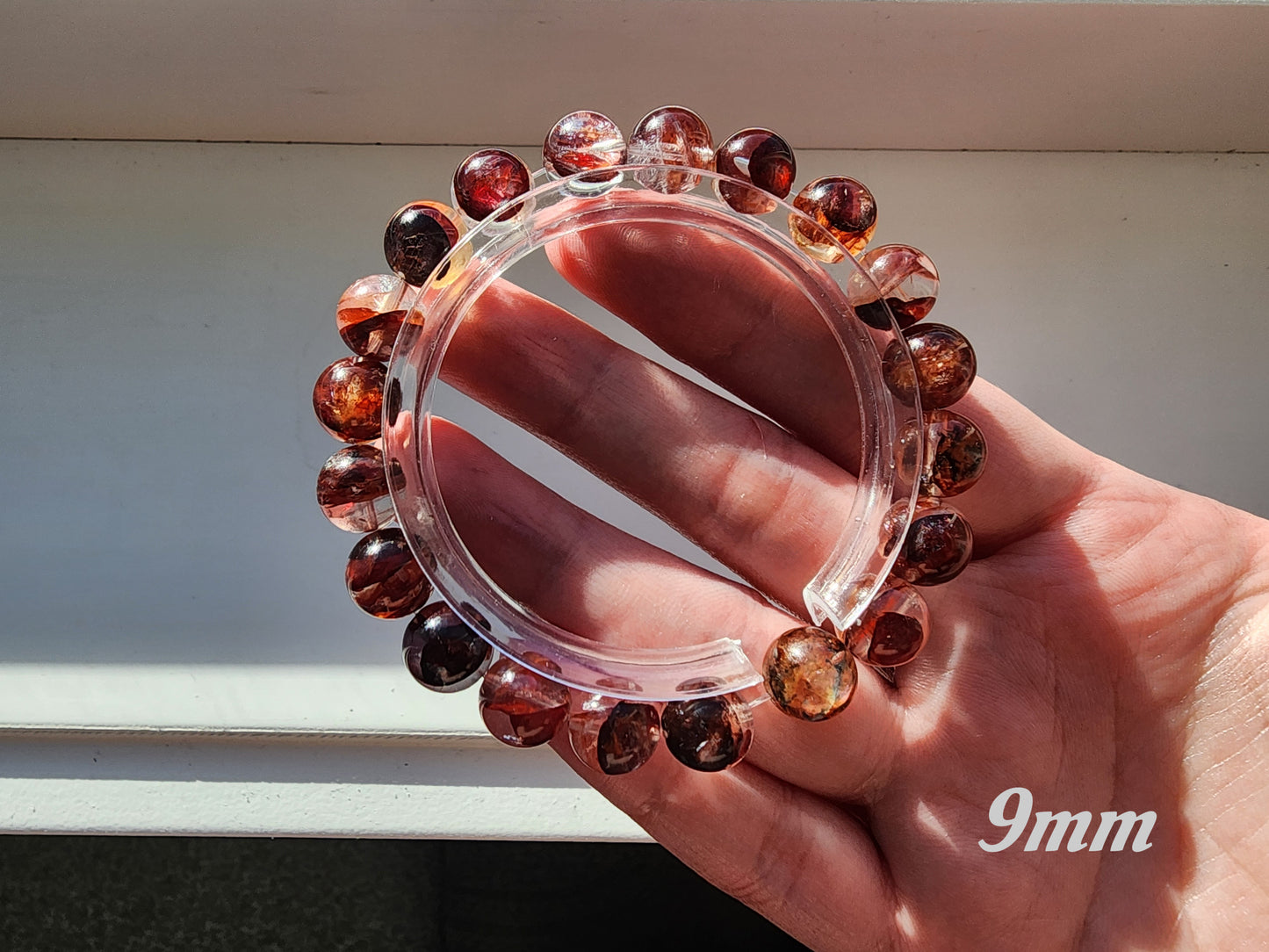 [Bracelet] Oxblood Red Hematoid Quartz 牛血红胶花 Beaded Bracelet