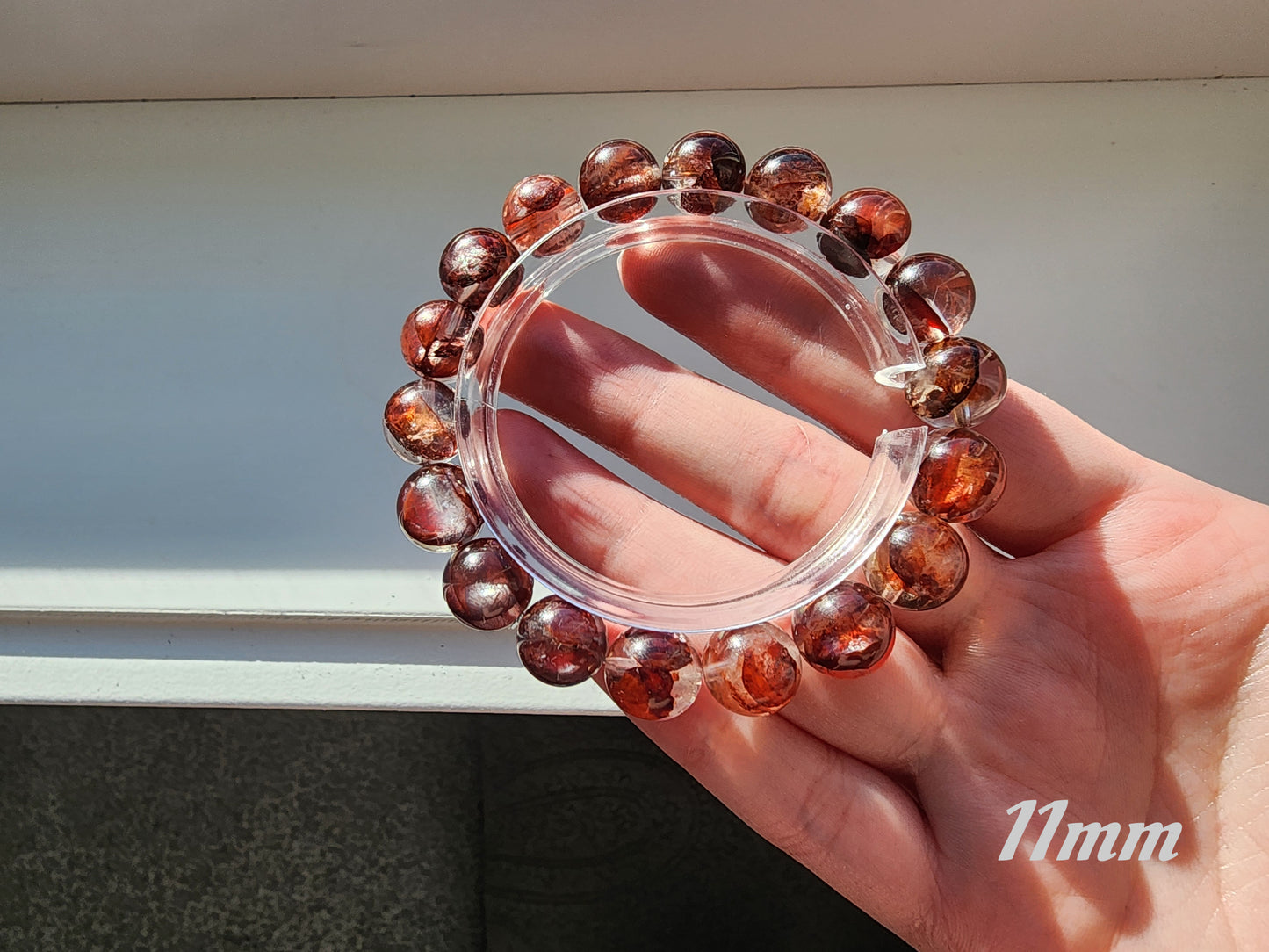 [Bracelet] Oxblood Red Hematoid Quartz 牛血红胶花 Beaded Bracelet