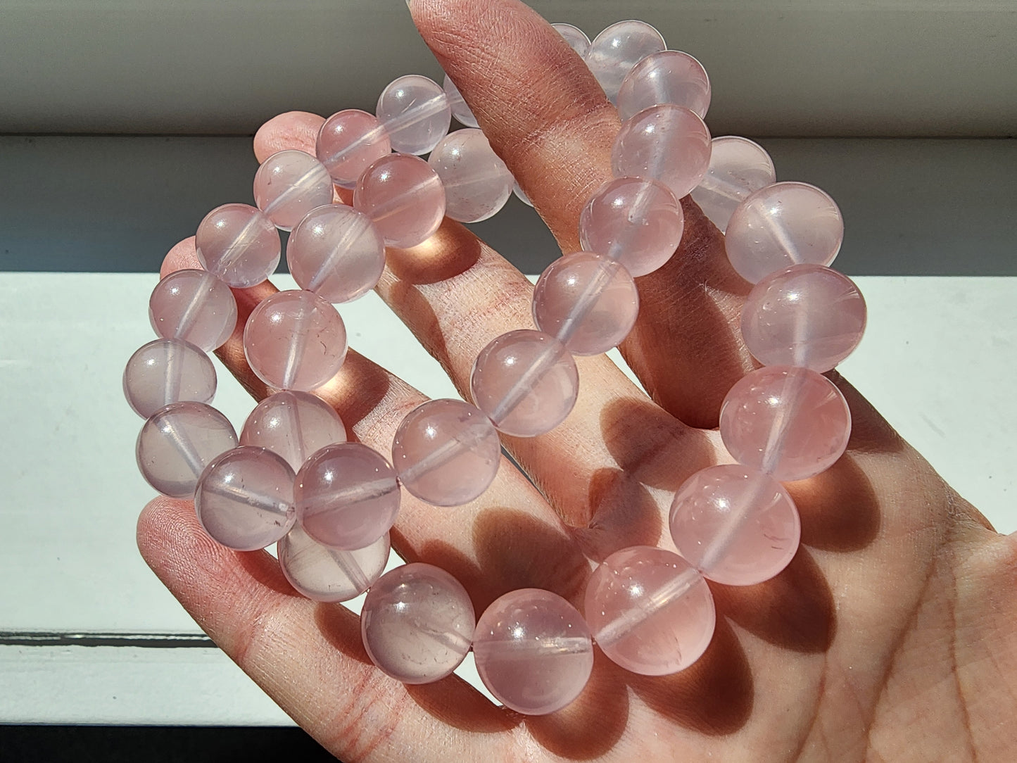 [Bracelet] Rose Quartz Round Bead Bracelet - Genuine Crystal for Love & Peace