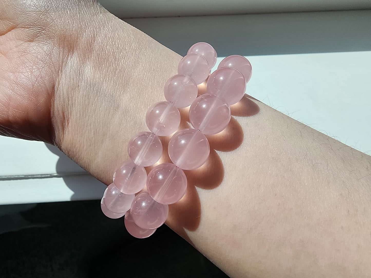 [Bracelet] Rose Quartz Round Bead Bracelet - Genuine Crystal for Love & Peace