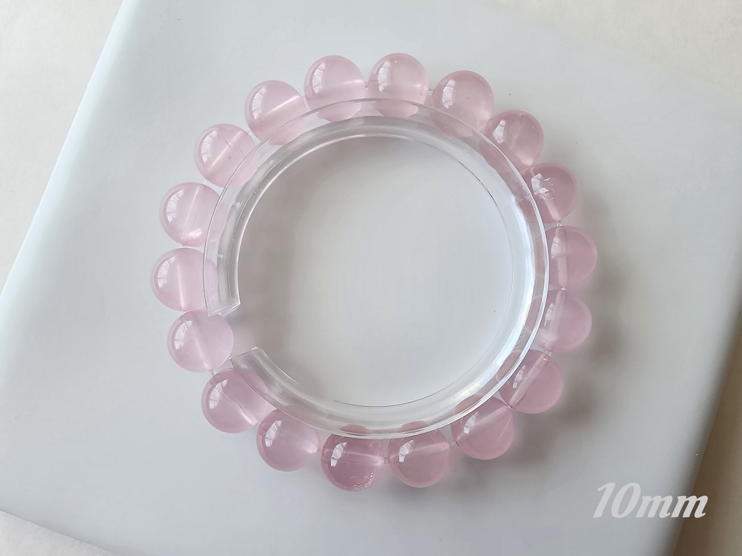 [Bracelet] Rose Quartz Round Bead Bracelet - Genuine Crystal for Love & Peace