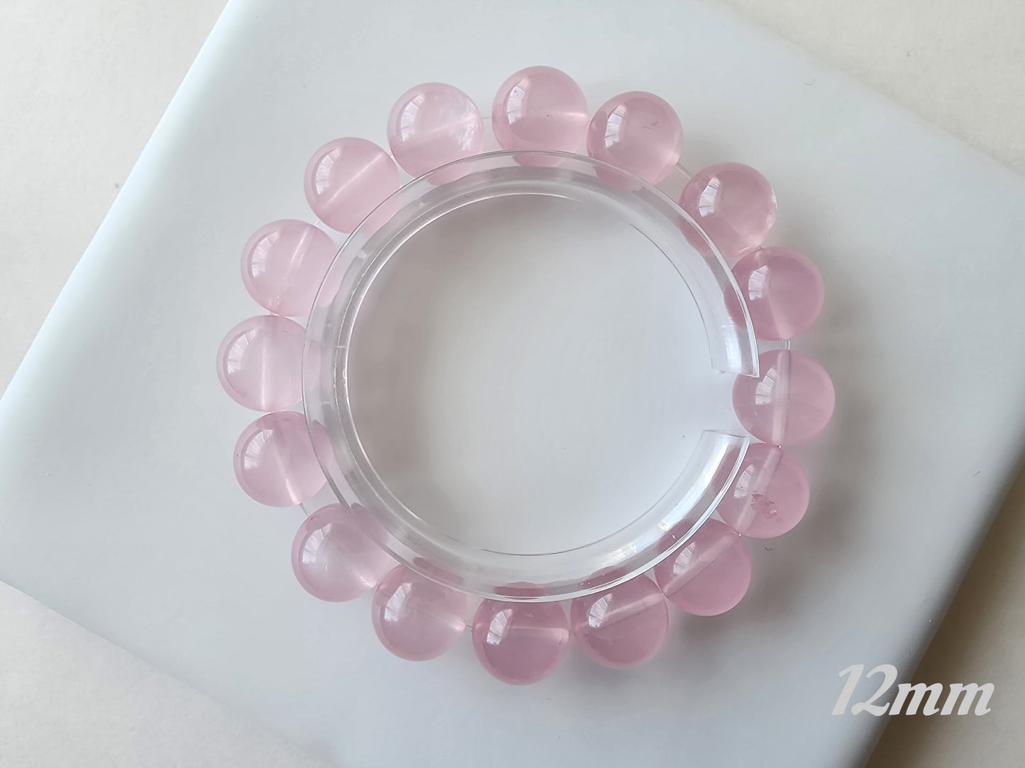 [Bracelet] Rose Quartz Round Bead Bracelet - Genuine Crystal for Love & Peace