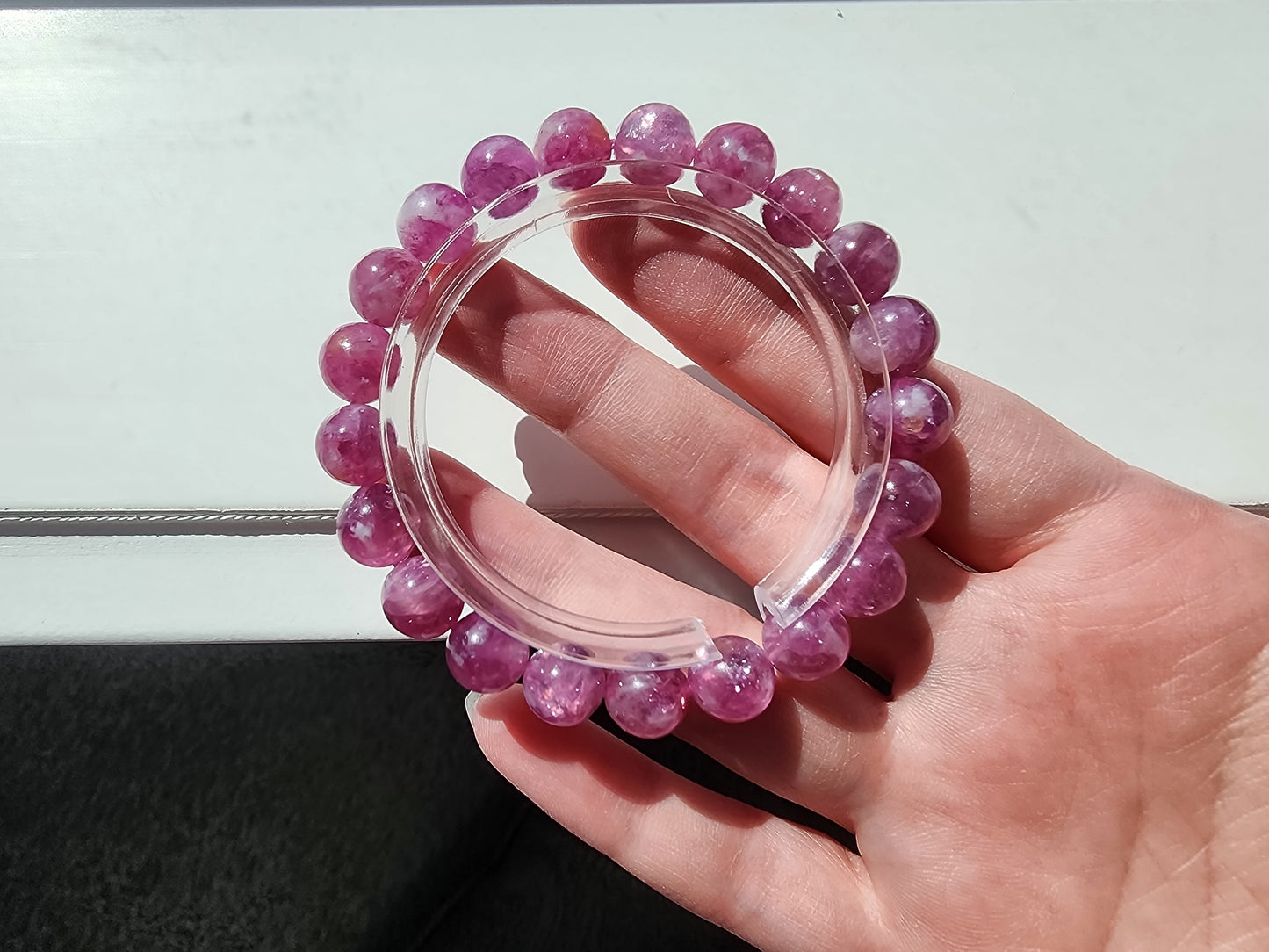 [Bracelet] 9mm Elegant Pink Lepidolite 粉祖母晶 Beaded Bracelet
