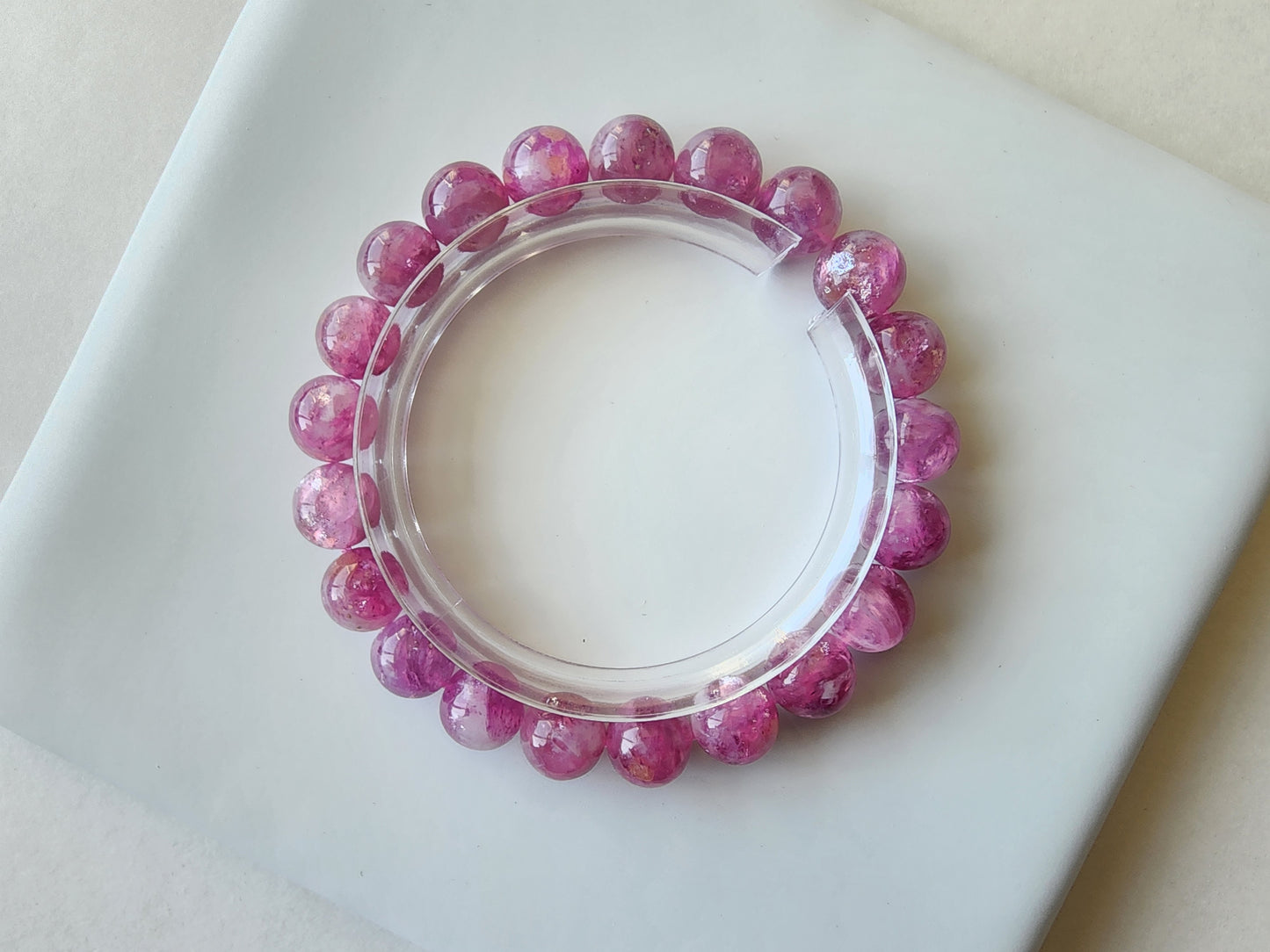 [Bracelet] 9mm Elegant Pink Lepidolite 粉祖母晶 Beaded Bracelet