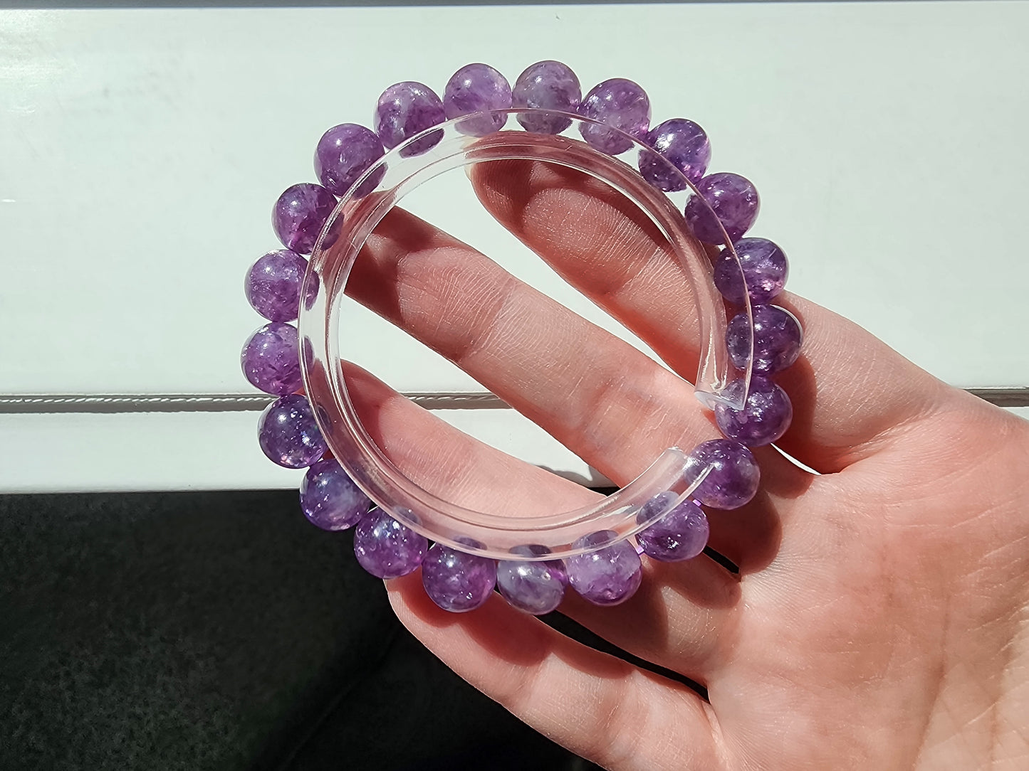 [Bracelet] Elegant Amethyst Radiance: Handcrafted 9mm Purple Lepidolite 紫祖母晶 Beaded Bracelet