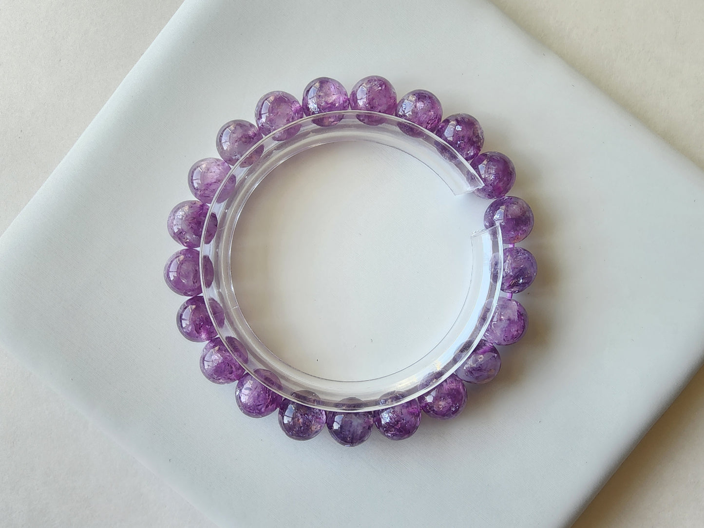 [Bracelet] Elegant Amethyst Radiance: Handcrafted 9mm Purple Lepidolite 紫祖母晶 Beaded Bracelet