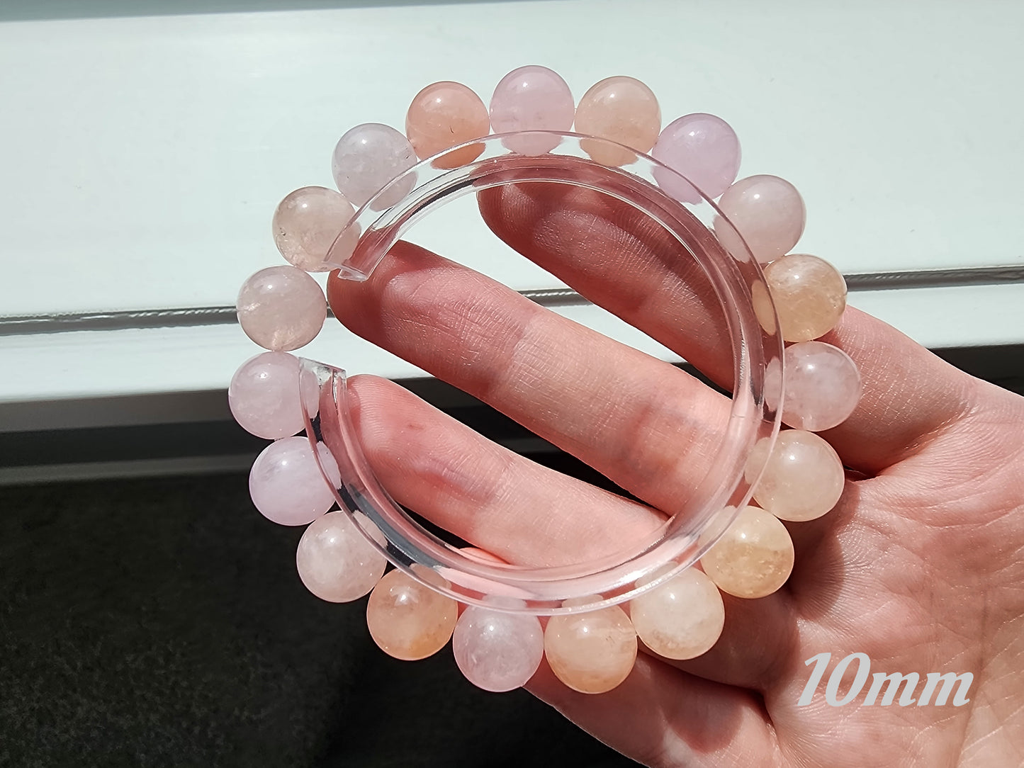 [Bracelet] Blush Dreams: Pink Morganite Round Bead Bracelet