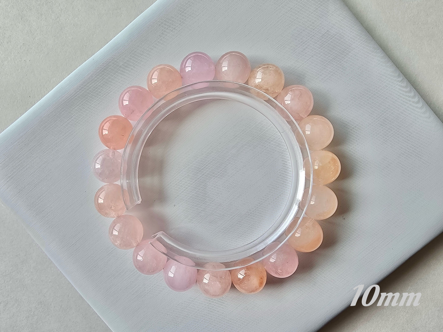 [Bracelet] Blush Dreams: Pink Morganite Round Bead Bracelet