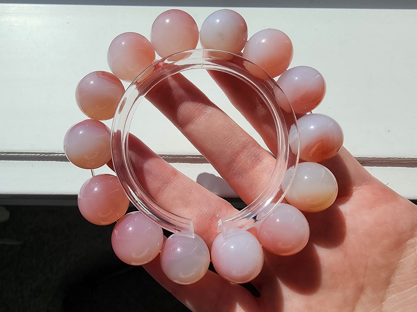 [Bracelet] Delicate Pink Yanyuan Agate Bracelet (15mm Natural Stone)