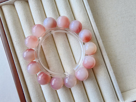 [Bracelet] Delicate Pink Yanyuan Agate Bracelet (15mm Natural Stone)