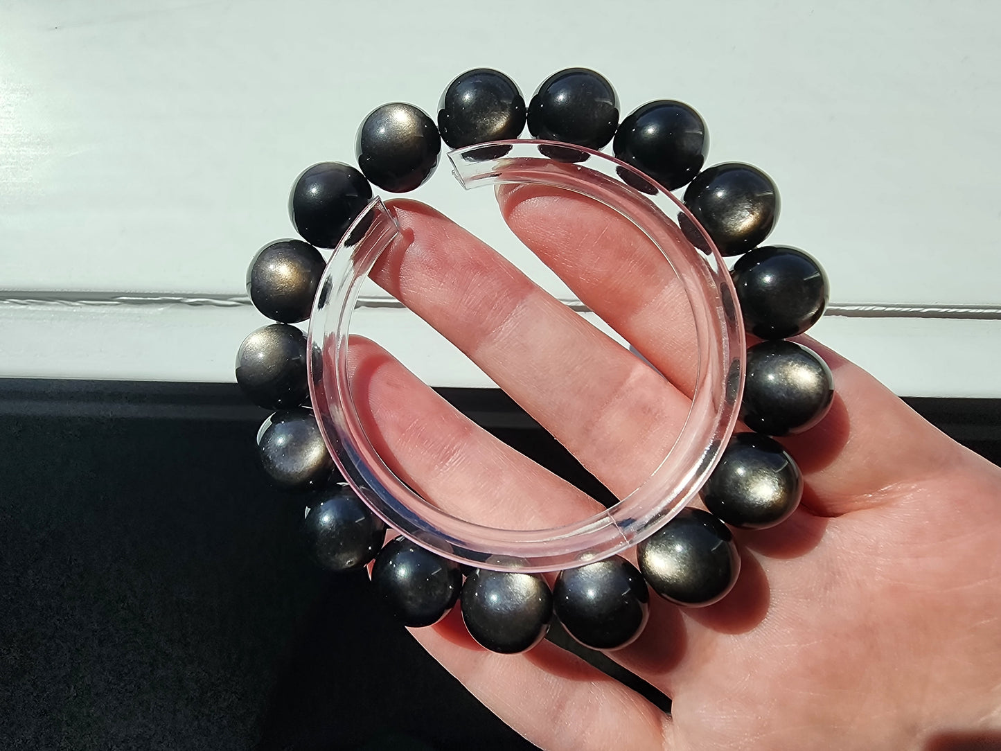 [Bracelet] Unleash Your Inner Strength: 12mm Silver Obsidian 银耀石 Bracelet