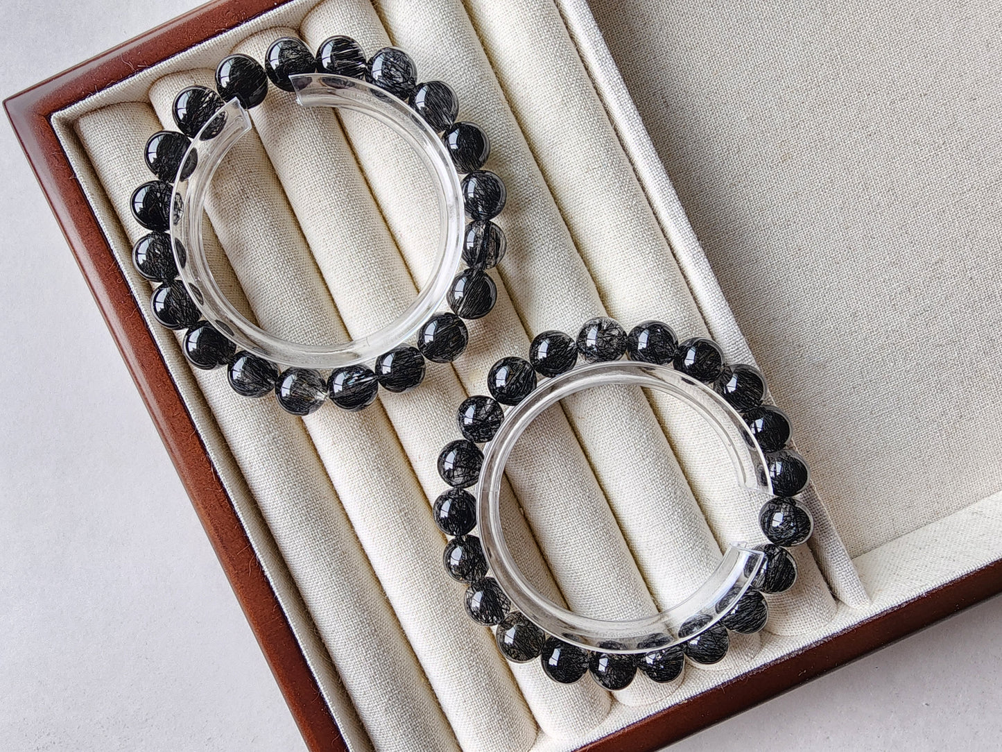 [Bracelet] Black Rutilated Quartz Crystal Bracelet - Protection, Grounding, Luck