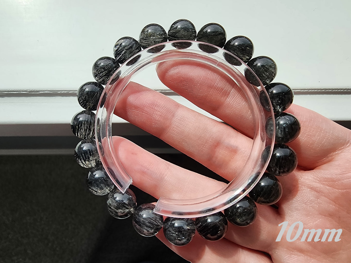 [Bracelet] Black Rutilated Quartz Crystal Bracelet - Protection, Grounding, Luck