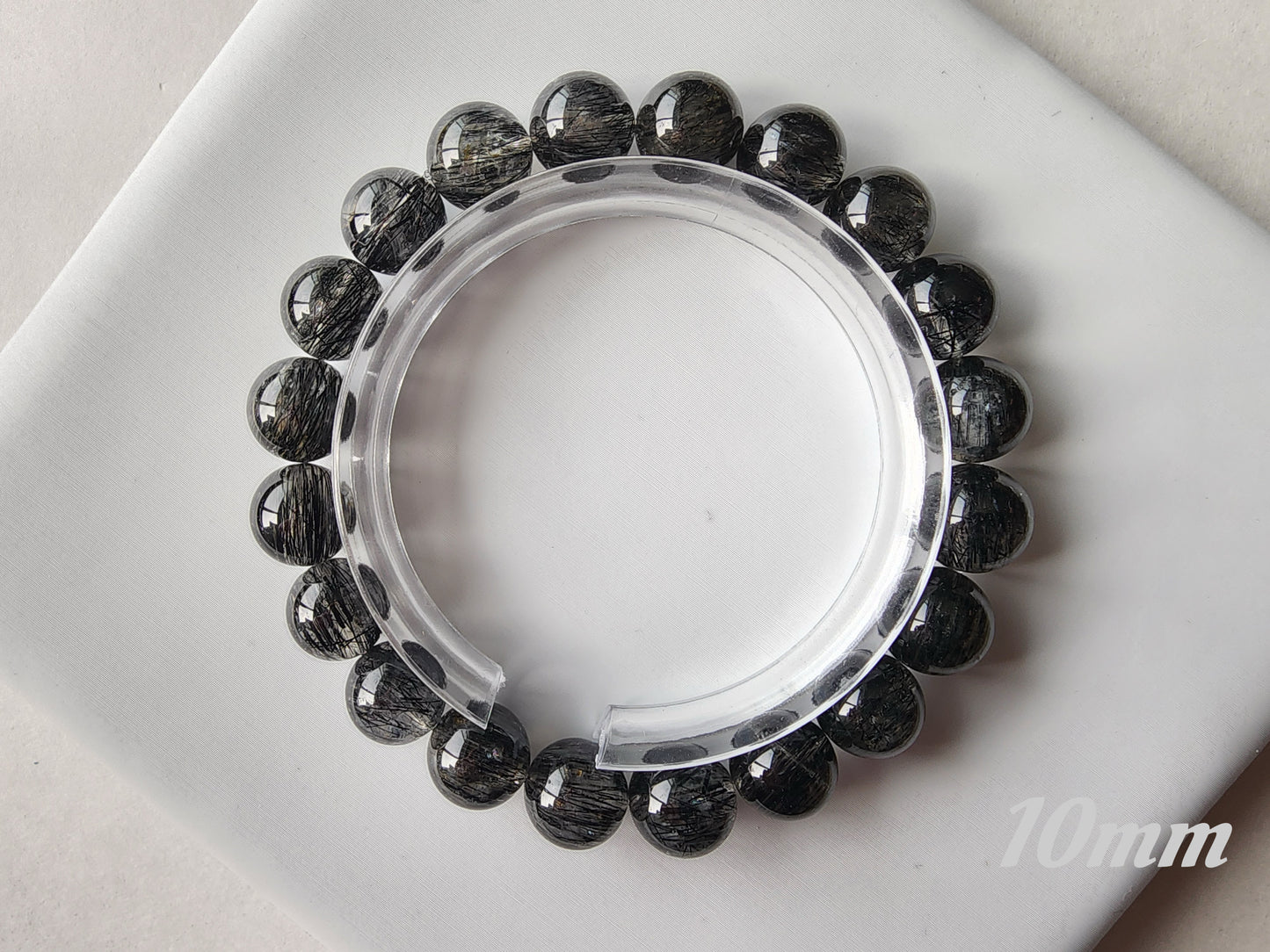 [Bracelet] Black Rutilated Quartz Crystal Bracelet - Protection, Grounding, Luck