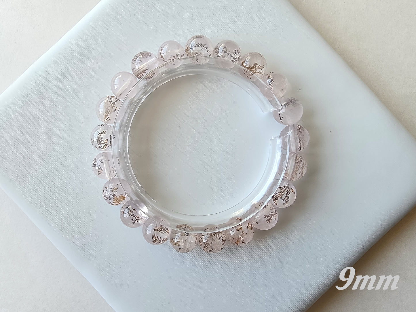 [Bracelet] Pink Dendritic Quartz Crystal Bracelet - Natural Stone Jewelry