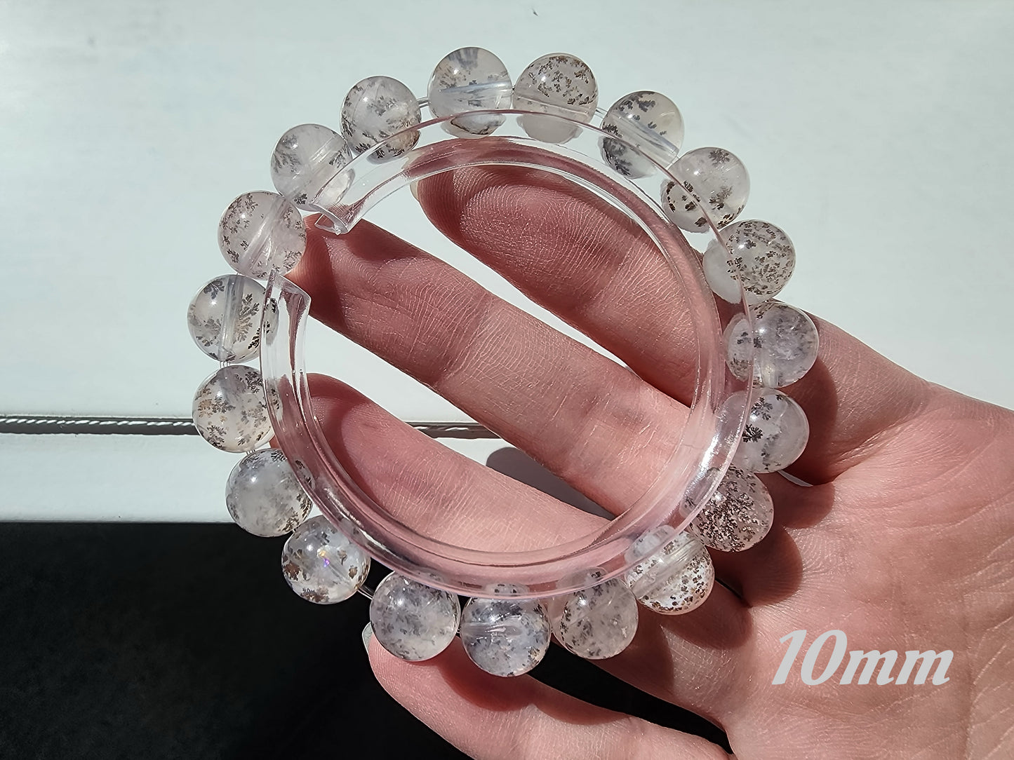 [Bracelet] Pink Dendritic Quartz Crystal Bracelet - Natural Stone Jewelry