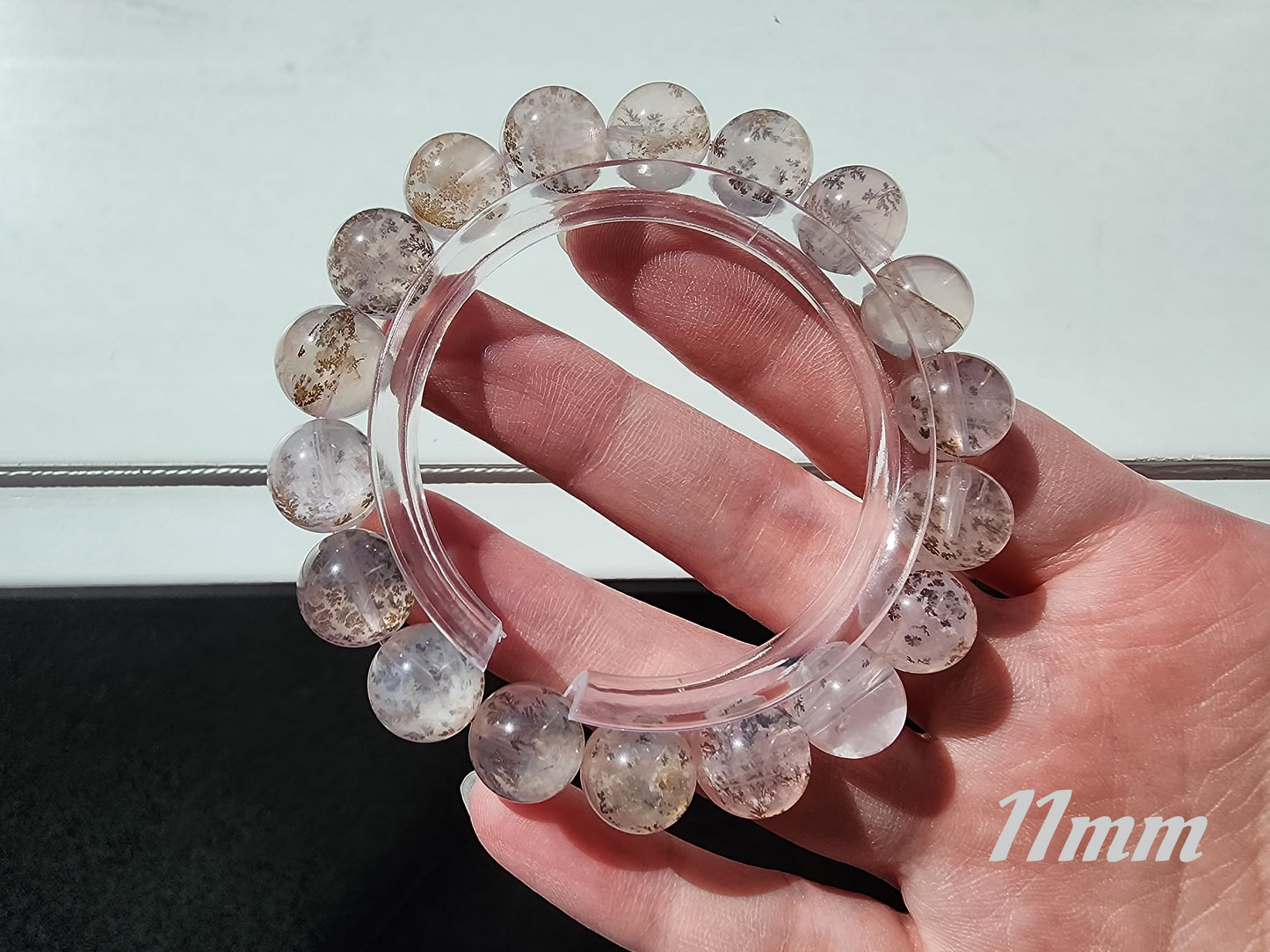 [Bracelet] Pink Dendritic Quartz Crystal Bracelet - Natural Stone Jewelry