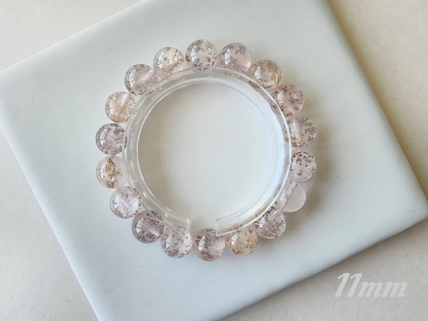 [Bracelet] Pink Dendritic Quartz Crystal Bracelet - Natural Stone Jewelry