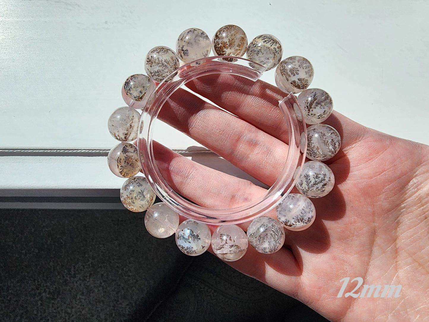 [Bracelet] Pink Dendritic Quartz Crystal Bracelet - Natural Stone Jewelry