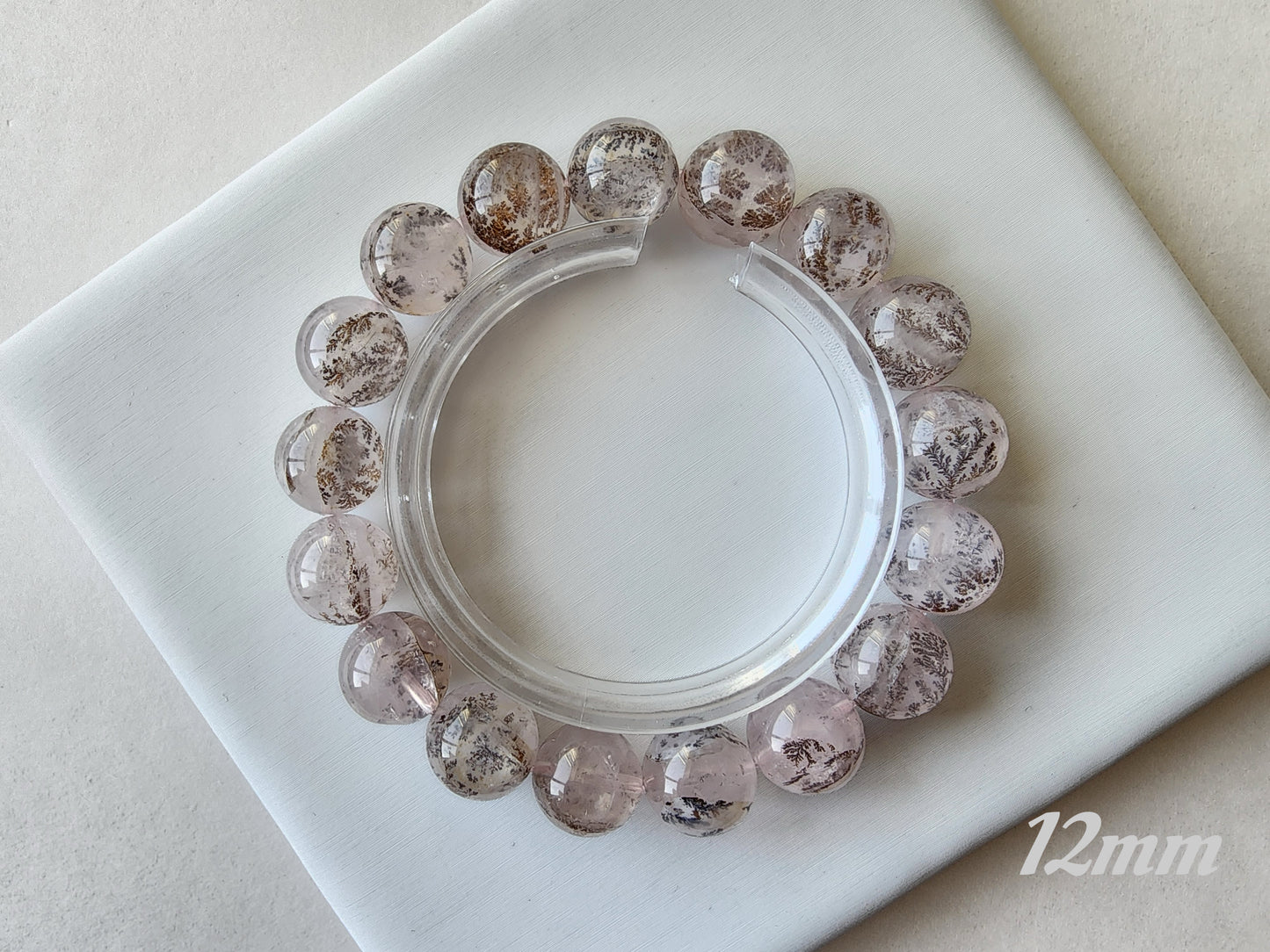 [Bracelet] Pink Dendritic Quartz Crystal Bracelet - Natural Stone Jewelry