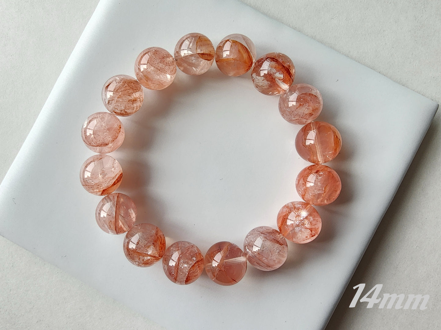 [Bracelet] Grounding Energy: Coral Hematoid Quartz 橘粉胶花 Gemstone Bracelet