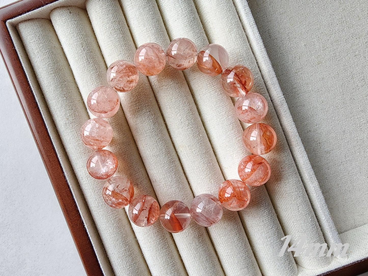 [Bracelet] Grounding Energy: Coral Hematoid Quartz 橘粉胶花 Gemstone Bracelet