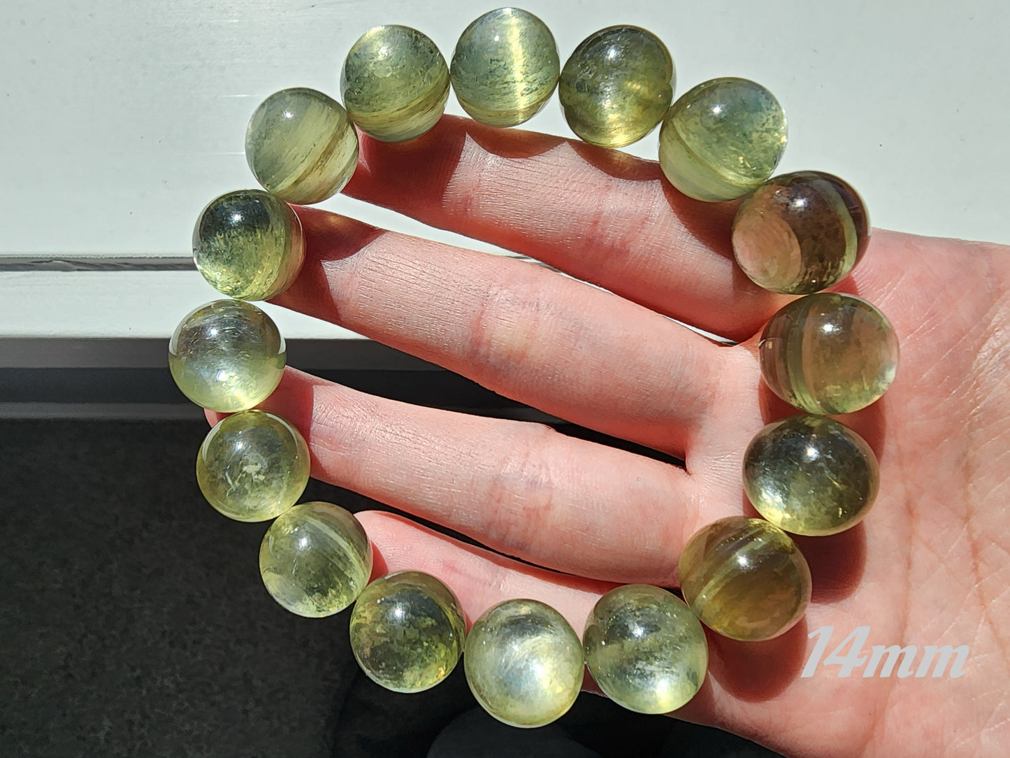 [Bracelet] Elegant Harmony: Handcrafted Green Lithium Mica 绿锂云母 Bead Bracelet