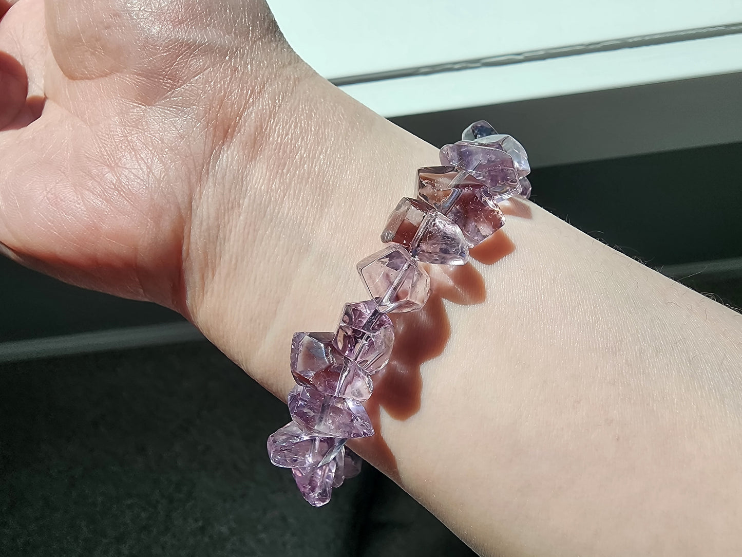 [Bracelet] Handcrafted Faceted Nugget Amethyst Bracelet with Silver-Plated Copper Accents