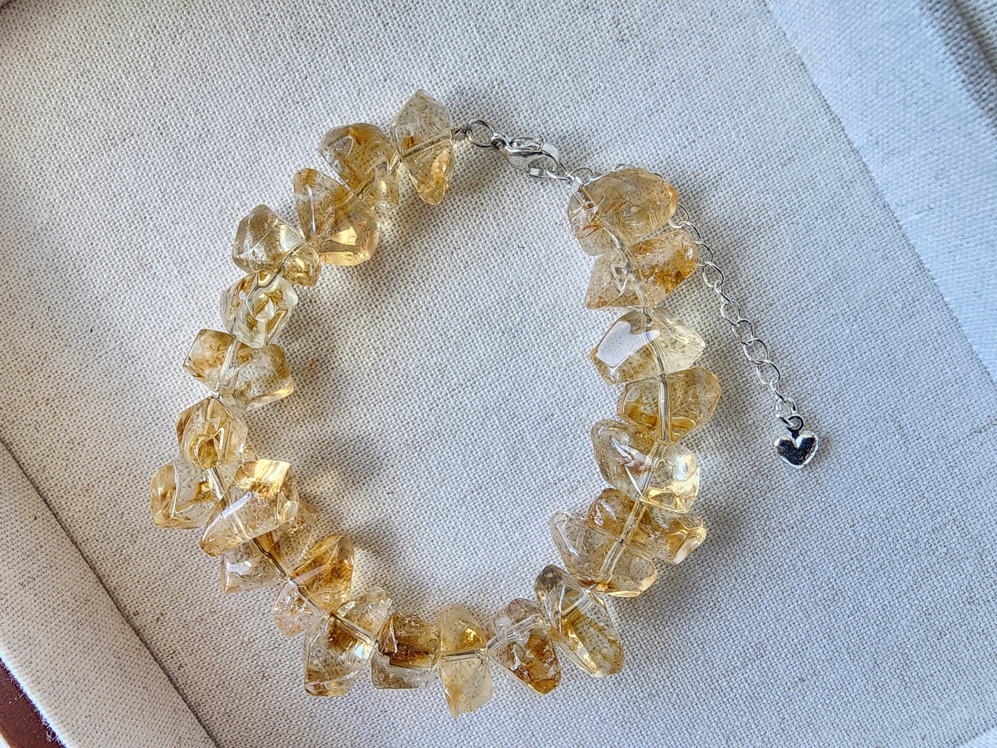 [Bracelet] Handcrafted Faceted Nugget Citrine Bracelet with Silver-Plated Copper Accents