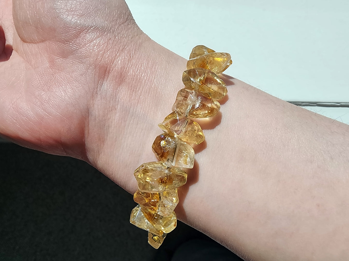 [Bracelet] Handcrafted Faceted Nugget Citrine Bracelet with Silver-Plated Copper Accents