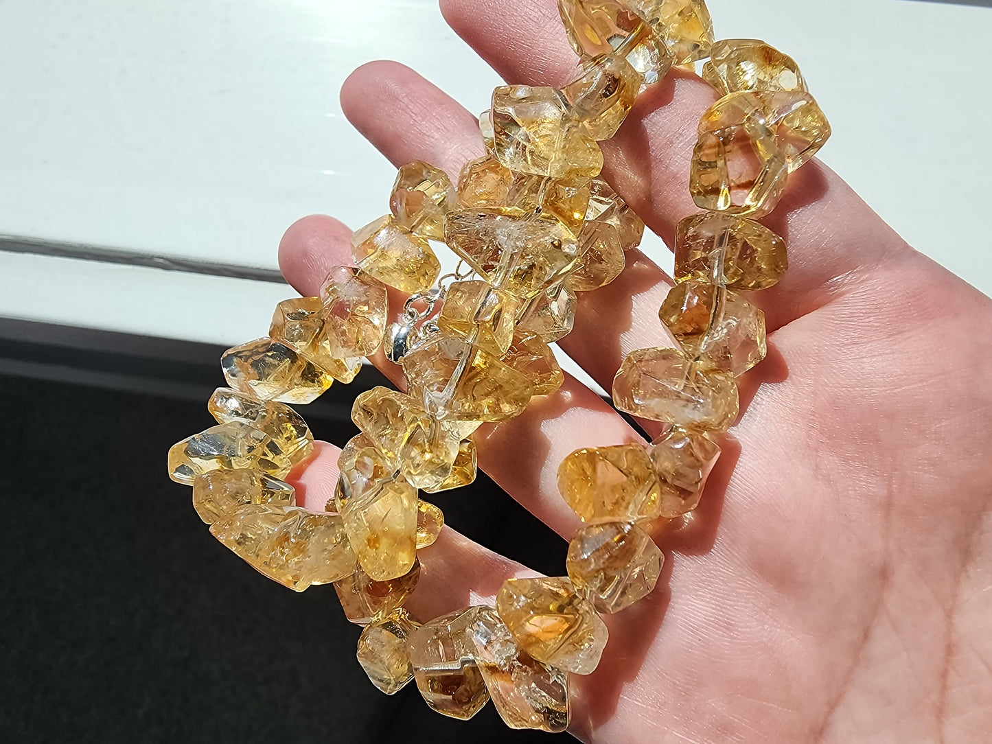 [Bracelet] Handcrafted Faceted Nugget Citrine Bracelet with Silver-Plated Copper Accents