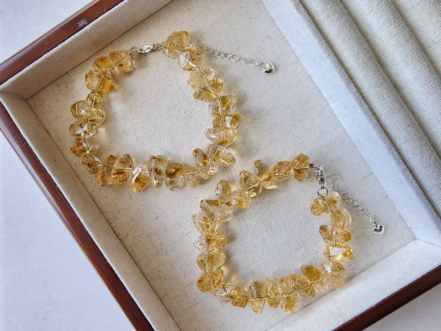 [Bracelet] Handcrafted Faceted Nugget Citrine Bracelet with Silver-Plated Copper Accents