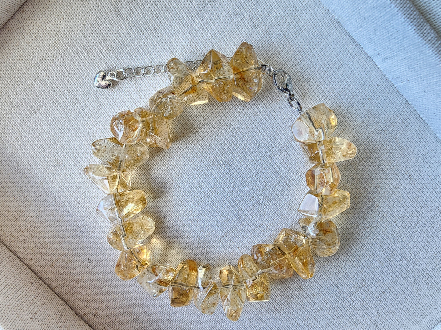 [Bracelet] Handcrafted Faceted Nugget Citrine Bracelet with Silver-Plated Copper Accents